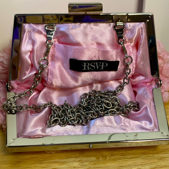 Vintage Pretty Delicate RSVP Pink Rose Flower Design Crossbody Purse - Picture 3 of 4